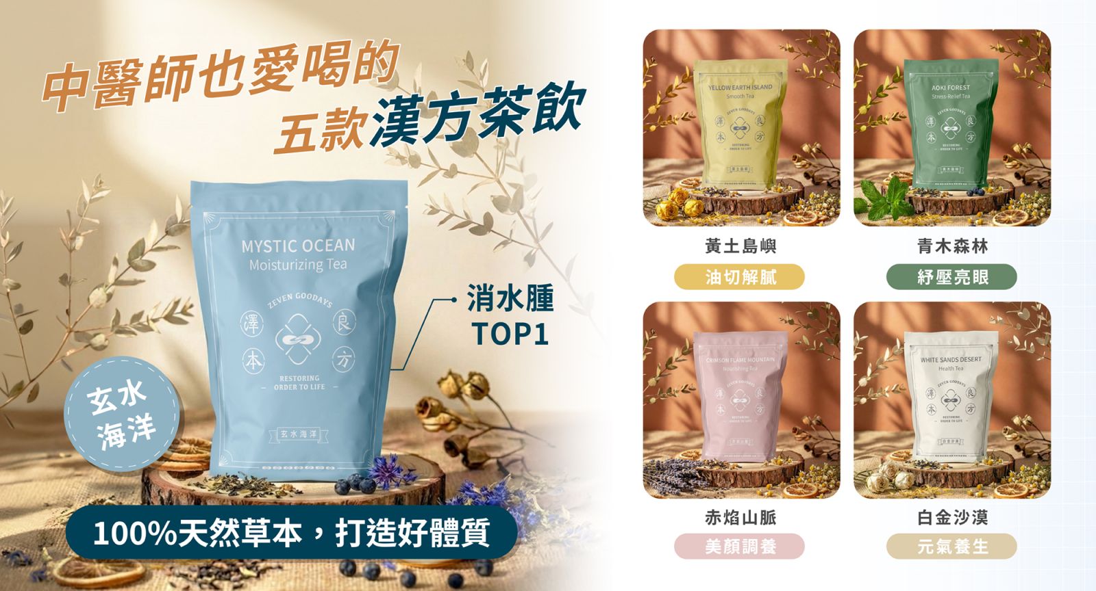 澤予堂與澤本良方五行茶包